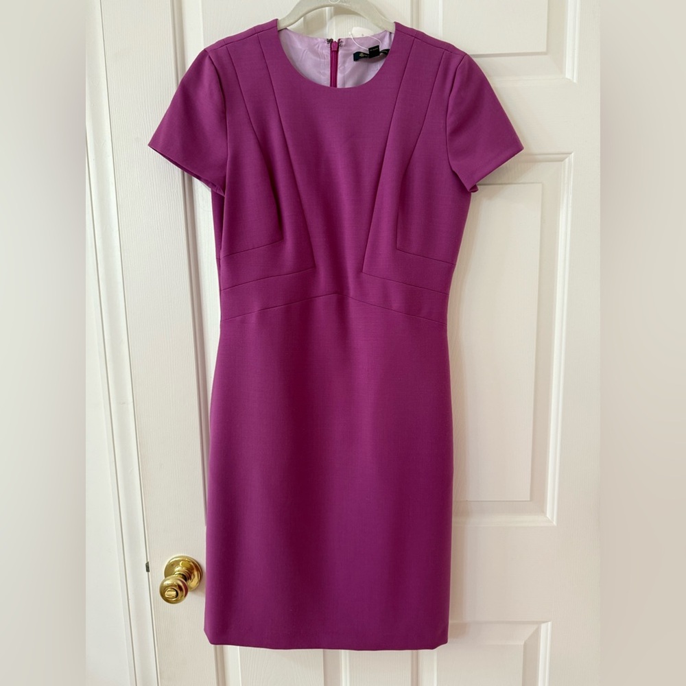 💜Brooks Brothers Wool Blend Short Sleeve Sheath Dress Career Purple Size 2